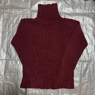 IXI:Z 이크시즈 하이넥 리브 니트 스웨터 L 사이즈 와인 레드
