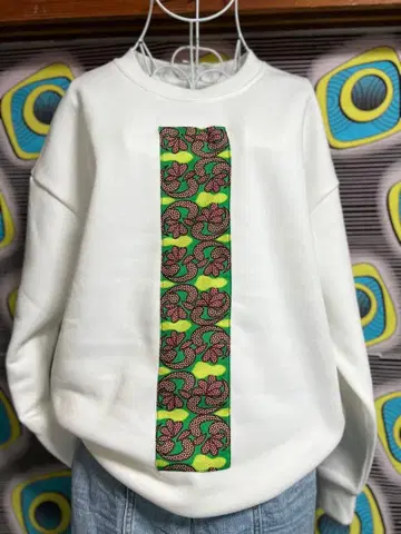 아프리칸 프린트 속기모 맨투맨 남녀 공용