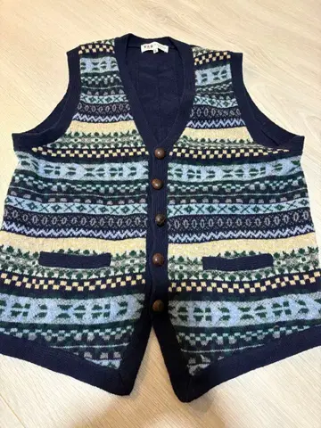 VAN JAC 다색 무늬 베스트 M 사이즈