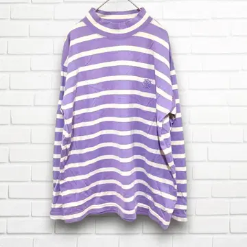 캘빈클라인 스포츠 롱 T 한국제 오프넥 보라색 보더 로고 자수