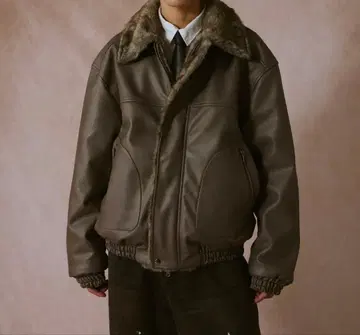 leather/fur faux reversibleflight jacket