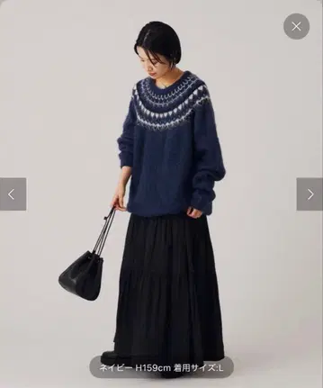 INHERIT 네이비 페어아일 패턴 니트 스웨터