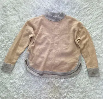 캐시미어 스웨터 울 42L 사이즈 베이지 라메 오렌지 poushal