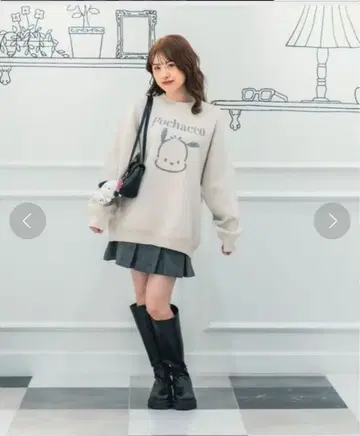 포차코 와이드 플리츠 스커트