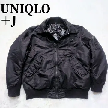 UNIQLO +J 블랙 MA-1 플라이트 자켓 블랙 카라 부착 블랙