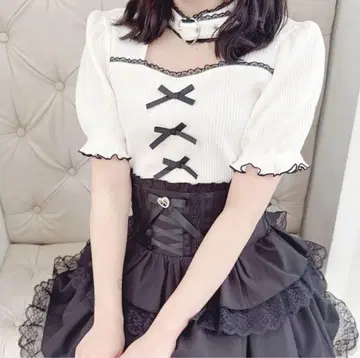 MARS 하트 벨트 골지 상의 화이트