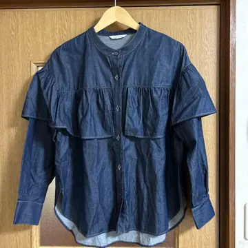 트로아 trois 프릴 데님 셔츠