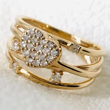 새상품급 k10 하트 다이아 파베 와이드 반지 6호 상당