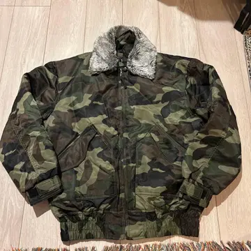 90s 탈부착 퍼 MA-1형 쇼트 기장 자켓 카모플라쥬 무늬