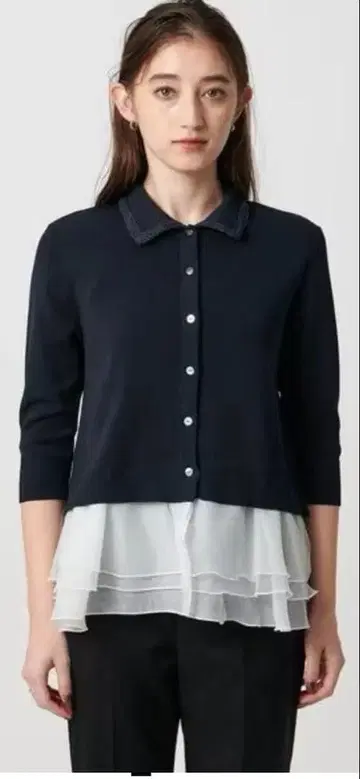 UNITED ARROWS 레이디 폴로콤비 니트 워셔블