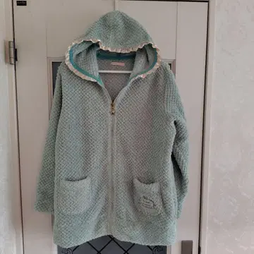 후드 부착 민트 그린 룸웨어