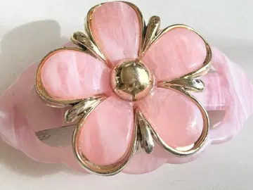 골동품 당시 미사용 라이트 핑크 큰 꽃 vintage 레트로 머리핀