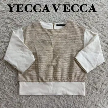[ 가격 인하 ] YECCA VECCA 5부 소매 상의 베이지 화이트