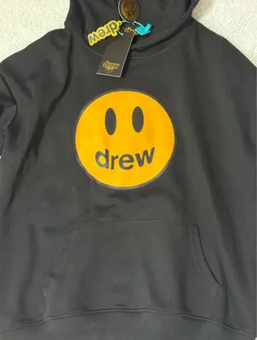 drew 스마일리 페이스 후드티 블랙