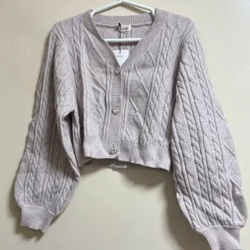 evelyn 케이블 짜임 가디건 핑크