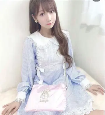 swankiss 스완키스 깅엄 인형 원피스 블루