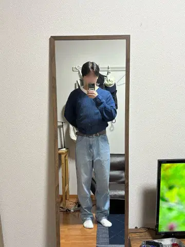 유니클로 스트레이트 데님 팬츠 라이트 블루