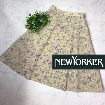 뉴요커 고급 플라워 스트라이프 플레어 스커트 11호 L
