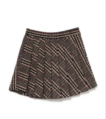 Monica check pleats mini skirt beige