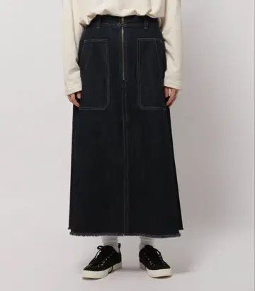 새상품급 아웃패치 ZIP 스커트 다크 인디고 블루