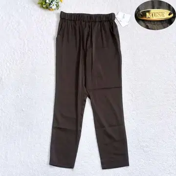 [ 새상품 ] MUSE 실크 새틴 팬츠 테이퍼드 허리밴딩 실크 그레이 S