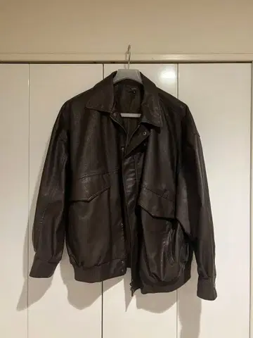 CLEL 빈티지 디자인 가죽 블루종 인조 가죽 M 사이즈