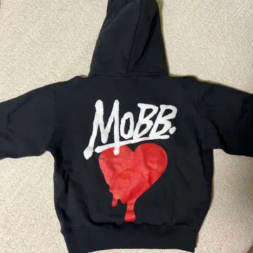 Mobb 후드 부착 후드티 블랙 S 사이즈 하트