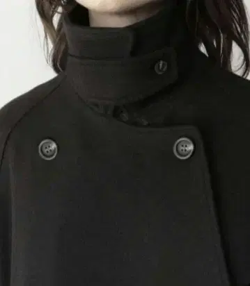 울 100% 리버서블 스탠드 카라 코트 블랙