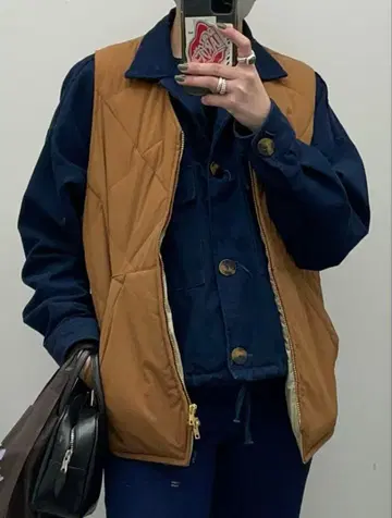 BEAMS 브라운 다운 베스트 이너 다운 M 사이즈