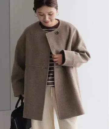 슈퍼 140 비버 노카라 미들 코트 저널 스탠다드