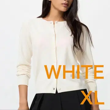 [ 이번 시즌 새상품 ] 유니클로 캐시미어 크루넥 가디건 화이트 XL