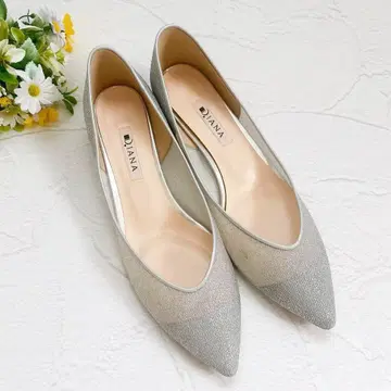 [ 새상품급 ] DIANA 글리터 튤 펌프스 실버 라메 25.5cm