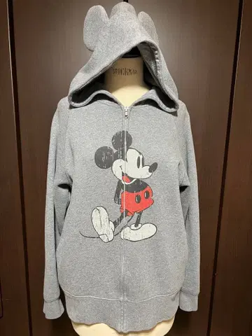 디즈니 리조트 미키마우스 귀 포함 후드 후드티 M 사이즈 그레이