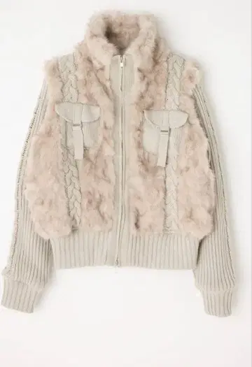 laguagem CABLE KNIT FAUX FUR 블루종 아이보리
