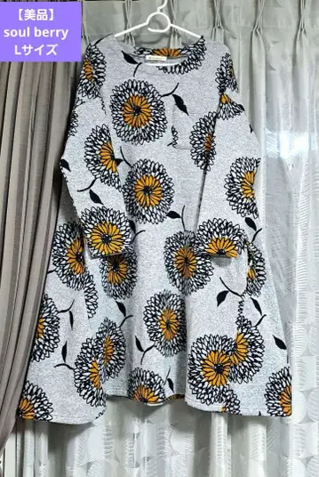 [서울베리] 속기모 티셔츠 튜닉 [L] 꽃무늬 올 패턴 A라인