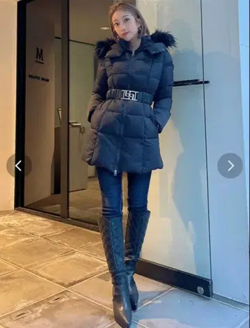 GYDA 퍼 포함 롱 다운 자켓 벨트 없음