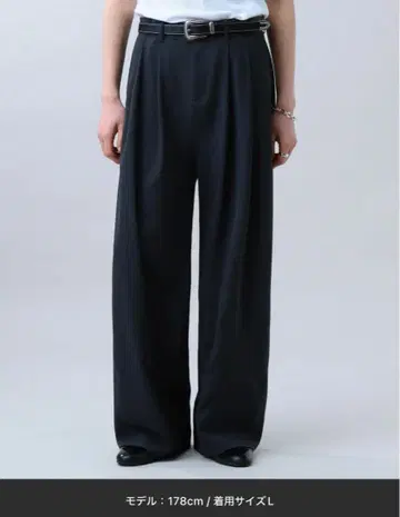 택 포함 미사용 새상품 LURAKU 2턱 와이드 스트레이트 슬랙스