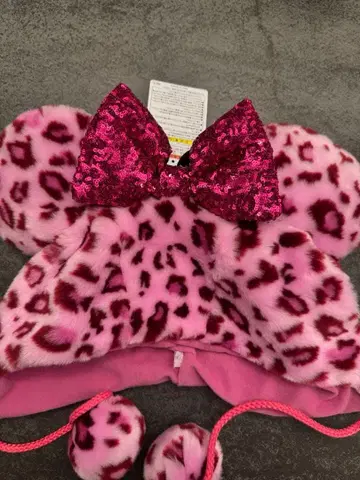 디즈니 레오파드 무늬 팬캡 핑크 택 포함