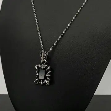 빈티지 실버 블랙 스톤 목걸이 펜던트