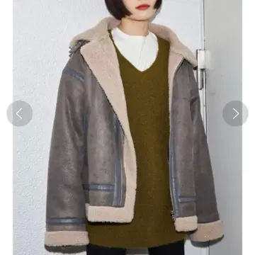 와이드 암 페이크 무스탕 블루종 EMODA