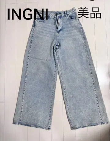 새상품급 INGNI 라이트 블루 와이드 레그 청바지