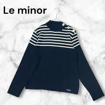 Le minor 루미노아 보더 니트 스웨터 네이비 계열 터틀넥