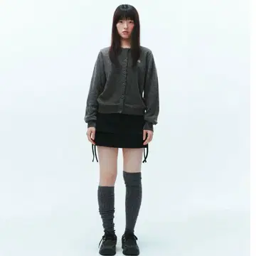 coyseio FLOWER BUTTON CARDIGAN GREY 한국