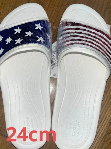 [ 미사용 새상품 ] crocs 미국 국기 디자인 샌들
