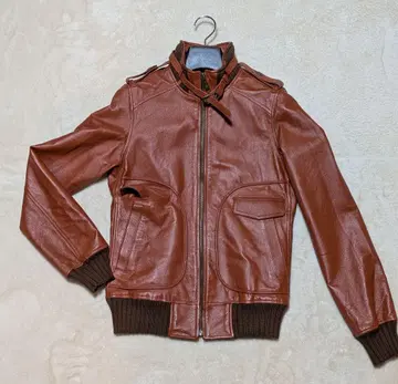 브라운 가죽 싱글 라이더 자켓