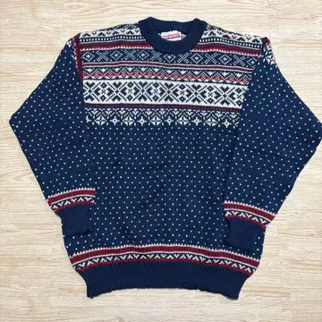 80's norwear 노르딕 무늬 니트 스웨터 M