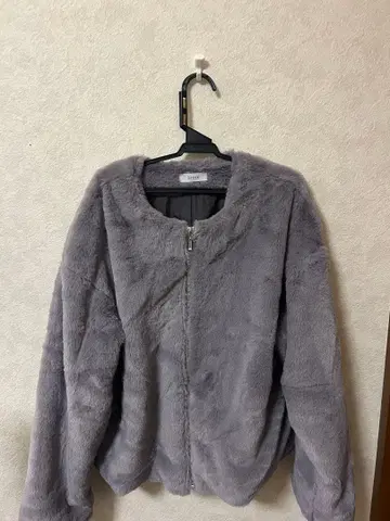 그레이 인조 모피 자켓