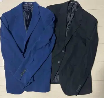 파랑과 블랙의 테일러드 자켓 세트 [ ZARA ]
