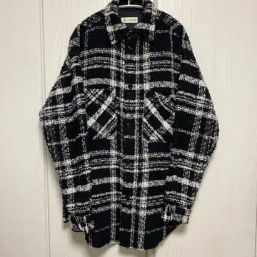 페이스 커넥션 트위드 오버 사이즈 긴팔 셔츠 블랙