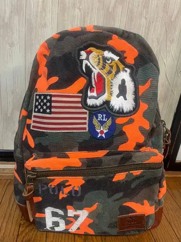 POLO 카모 패턴 백팩 호랑이 자수 포함